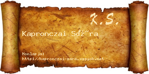 Kapronczai Sára névjegykártya