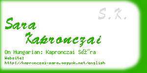 sara kapronczai business card